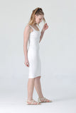 Toplayıcı Fit Elbise - Beyaz - Deri görünümlü