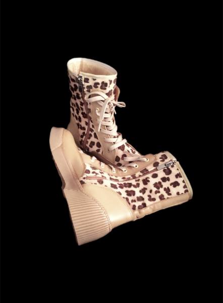 Leopar Kürklü Deri Bootie