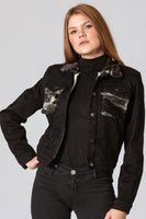 Kürklü siyah kot ceket
