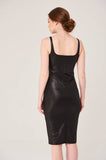 Toplayıcı Fit Elbise - Deri görünümlü - Siyah