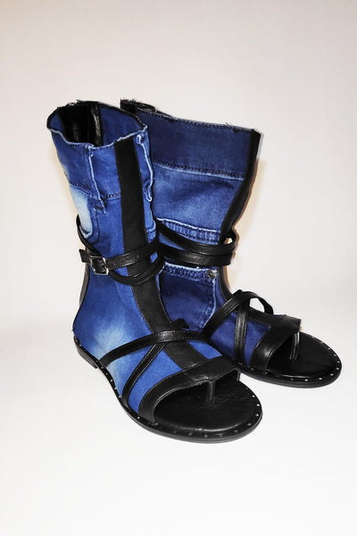 Kot Sandalet - Siyah Deri şeritli