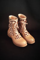 Leopar Kürklü Deri Bootie